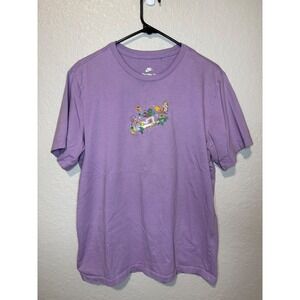 Nike The Nike Tee Purple Embroidered Graphic T-Shirt Short Sleeve Womens
